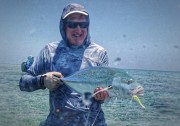 Bluefin trevally fly fishing Maldives streamer